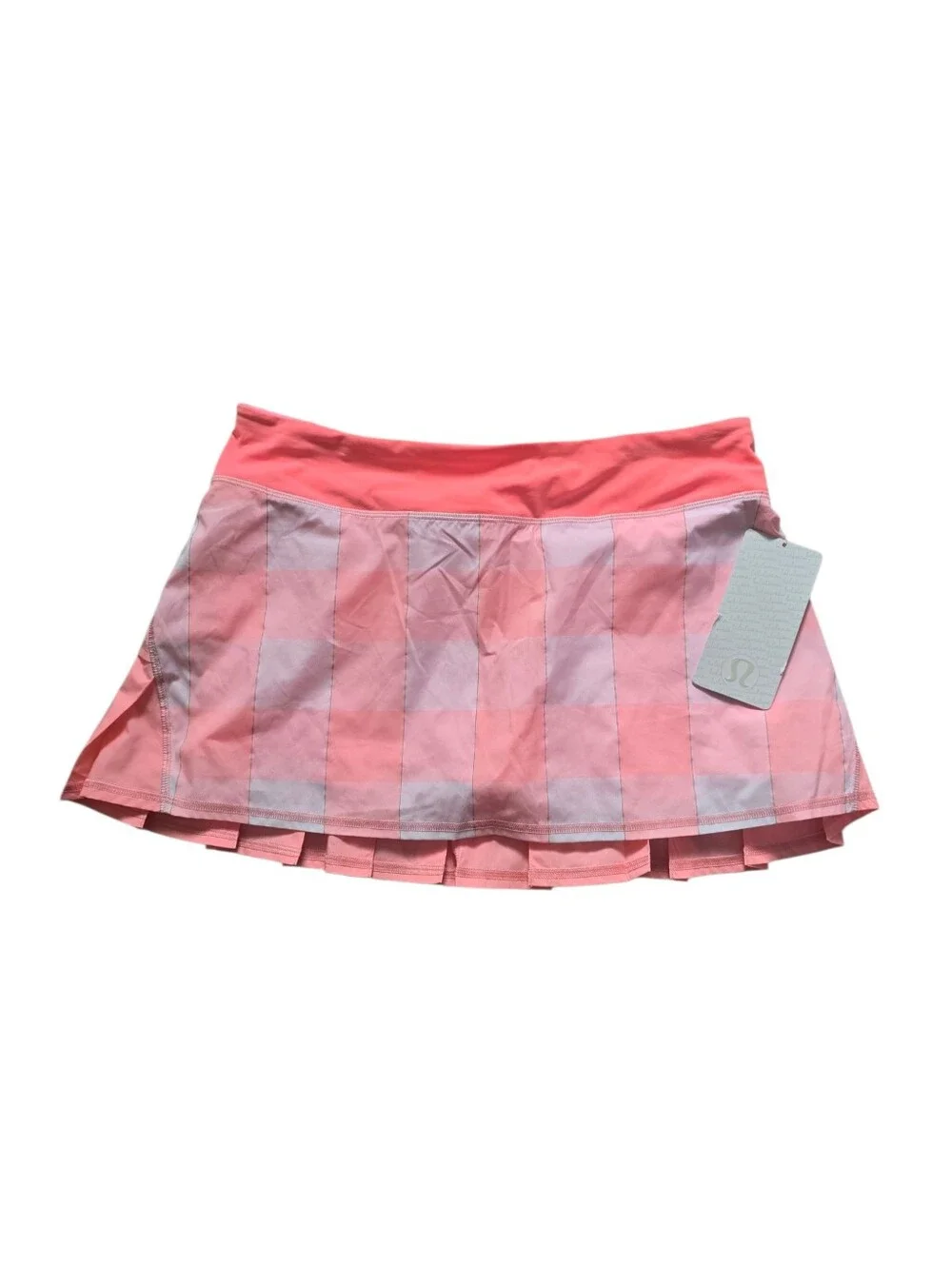 Lululemon Run: Pace Setter Skirt (Regular)Gros Gingham Bleached Coral / Pop Ora